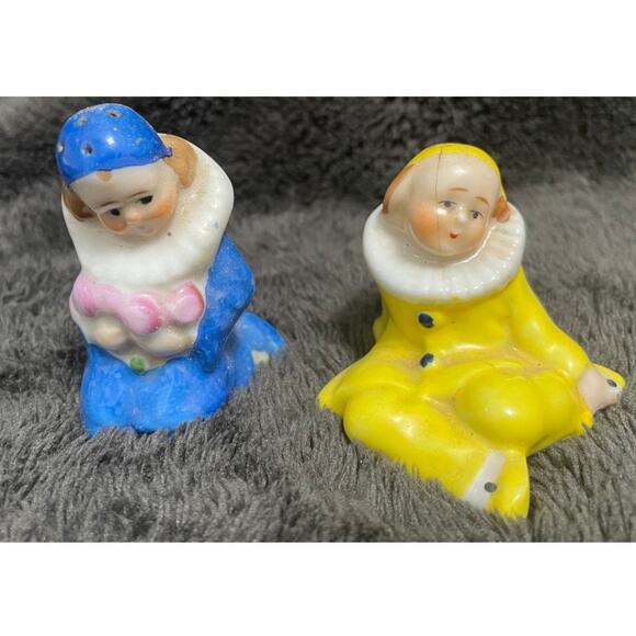 Vintage Harlequin Clown Salt & Pepper Shakers - Picture 1 of 4